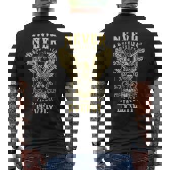 Never Underestimate The Power Of Everly Personalized Last Name Men's T-shirt Back Print - Seseable