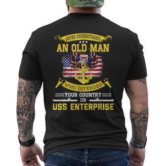 Never Underestimate Uss Enterprise Cvn-65 Aircraft Carrier Men's T-shirt Back Print - Seseable