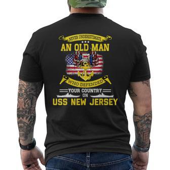 Never Underestimate Uss New Jersey Bb-62 Battleship Men's T-shirt Back Print - Seseable