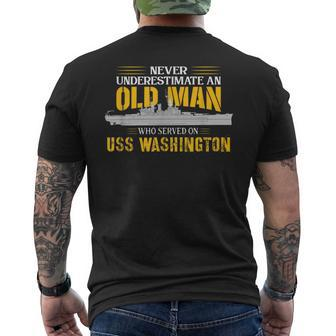 Never Underestimate Uss Washington Bb-56 Battleship Men's T-shirt Back Print - Seseable