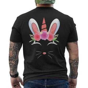 Unicorn Face Rabbit Egg Bunny Lover Happy Easter Day Men's T-shirt Back Print - Seseable