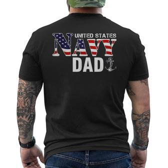 United States Vintage Navy With American Flag For Dad Men's T-shirt Back Print - Seseable