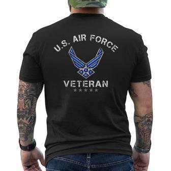 US Air Force Veteran Vintage Usa Flag Veterans Day Men's T-shirt Back Print - Seseable