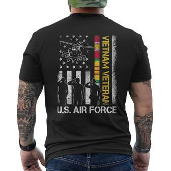 Us Air Force Vietnam Veteran With American Flag Men's T-shirt Back Print - Seseable