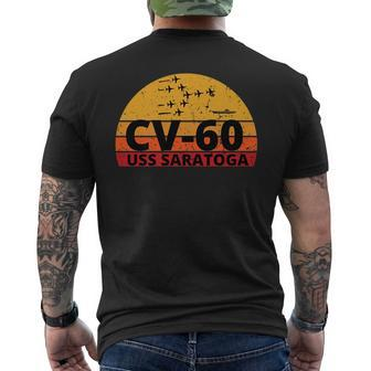 Us Aircraft Carrier Cv-60 Uss Saratoga Men's T-shirt Back Print - Seseable