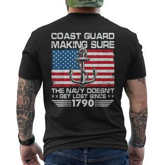 Us Coast Guard Making Sure The Navy Doesnt Get Lost Uscg Men's T-shirt Back Print - Seseable