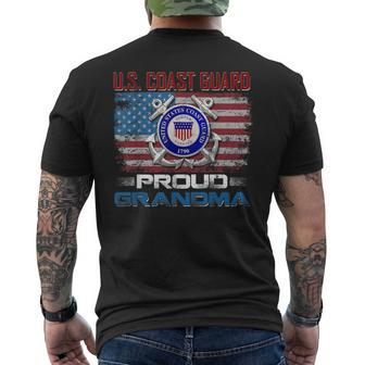 Us Coast Guard Proud Grandma With American Flag Men's Back Print T-shirt | Mazezy
