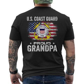 US Coast Guard Proud Grandpa With American Flag Men's T-shirt Back Print - Seseable