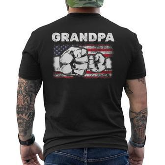 Us Flag Grandpa & Grandson Fist Bump Grandpa Men's Back Print T-shirt | Mazezy