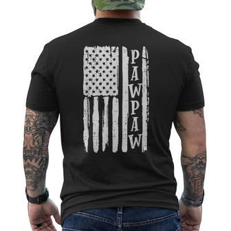 Us Flag Pawpaw Vintage Fathers Day Patriot Grandpa Papaw Men Men's Back Print T-shirt | Mazezy