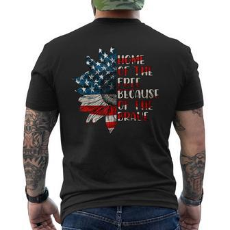 Us Flag Sunflower Home Of The Free Because Of The Brave Mens Back Print T-shirt | Mazezy