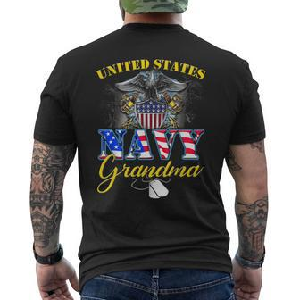 Us Military Navy Grandma With American Flag Veteran Gift Mens Back Print T-shirt | Mazezy