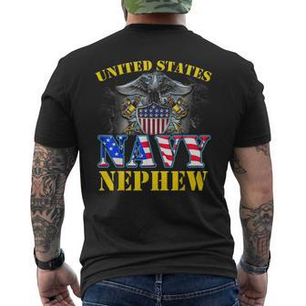 Us Military Navy Nephew With American Flag Veteran Gift Mens Back Print T-shirt | Mazezy UK