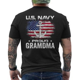 Us Navy Proud Grandma With American Flag Veteran Men's Back Print T-shirt | Mazezy