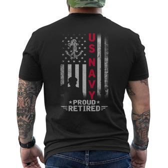 Us Navy Proud Retired Us Navy Military Retirement Gifts Mens Back Print T-shirt | Mazezy