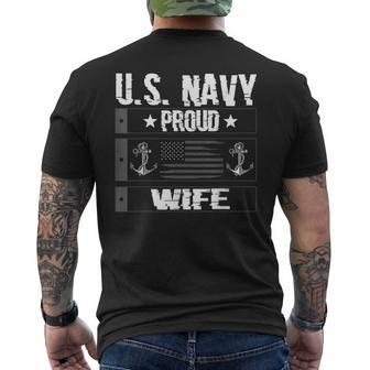 Us Navy Proud Wife Veteran Military Distressed American Flag Mens Back Print T-shirt | Mazezy