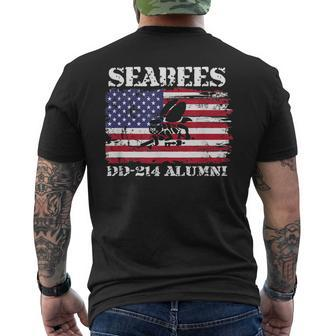 Us Navy Seabees Veteran Gift Dd214 Military American Flag Mens Back Print T-shirt | Mazezy