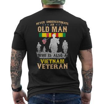 Us Veteran Never Underestimate An Old Man Vietnam Veteran Men's T-shirt Back Print - Seseable