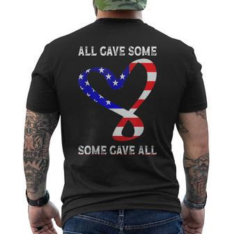 Usa Flag American Patriotic Heart Armed Forces Memorial Day Men's T-shirt Back Print - Seseable