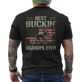 Usa Flag Best Buckin Grandpa Ever Deer Hunting Fathers Day Gift For Mens Mens Back Print T-shirt - Seseable