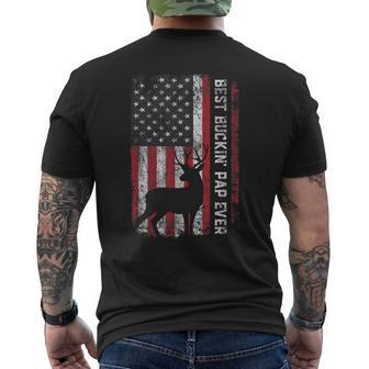 Usa Flag Best Buckin Pap Ever Deer Hunting Fathers Day Mens Back Print T-shirt - Seseable