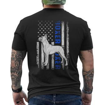 Usa Flag Clothing Police Boxer Dog Dad Thin Blue Line Men's T-shirt Back Print - Seseable