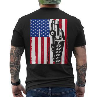 Usa Flag Truck Driver American Flag Trucker Men's T-shirt Back Print - Seseable