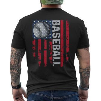 Usa Flag Vintage Baseball Dad Mom Men's T-shirt Back Print - Seseable