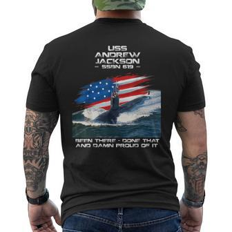 Uss Andrew Jackson Ssbn-619 American Flag Submarine Veteran Men's T-shirt Back Print - Seseable
