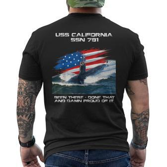 Uss California Ssn-781 American Flag Submarine Veteran Xmas Men's T-shirt Back Print - Seseable