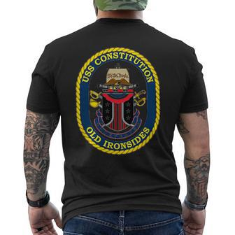 Uss Constitution Old Ironside Navy Badge Patch Men's T-shirt Back Print - Seseable