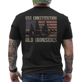 Uss Constitution Sailing Ship Usa American Flag Men's T-shirt Back Print - Seseable