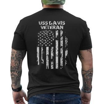 Uss Davis Military Veteran Distressed Usa Flag Men's T-shirt Back Print - Seseable