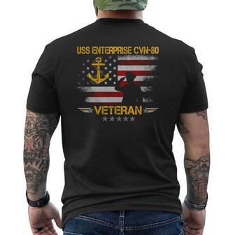 Uss Enterprise Cvn-80 Aircraft Carrier Veteran Us Flag Mens Men's T-shirt Back Print - Seseable