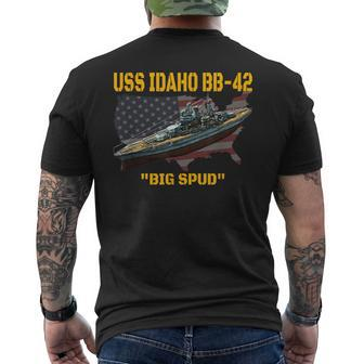 Uss Idaho Bb-42 Battleship & Ww2 American Warship Veteran Men's T-shirt Back Print - Seseable