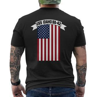 Uss Idaho Bb-42 Battleship Ww2 Warship Veteran Fathers Day Men's T-shirt Back Print - Seseable