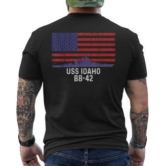 Uss Idaho Bb42 Battleship Vintage American Flag Mens Back Print T-shirt | Mazezy