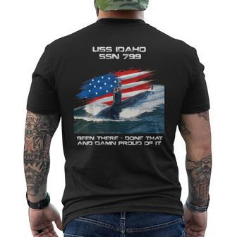 Uss Idaho Ssn-799 American Flag Submarine Veteran Xmas Men's T-shirt Back Print - Seseable