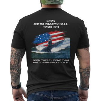 Uss John Marshall Ssn-611 American Flag Submarine Veteran Men's T-shirt Back Print - Seseable