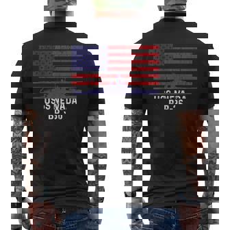 Uss Nevada Bb-36 Battleship Vintage American Flag Men's T-shirt Back Print - Seseable