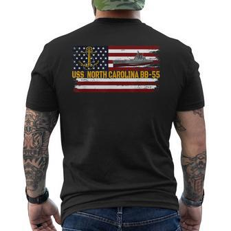 Uss North Carolina Bb-55 Ww2 Battleship Warship Veteran Dad Men's T-shirt Back Print - Seseable