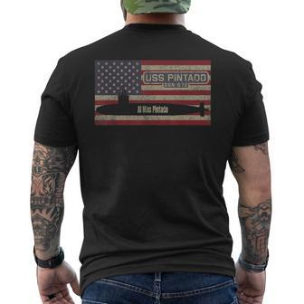 Uss Pintado Ssn-672 Submarine Usa American Flag Men's T-shirt Back Print - Seseable
