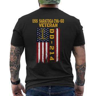 Uss Saratoga Cva-60 Aircraft Carrier Veteran Day Dad Fathers Men's T-shirt Back Print - Seseable