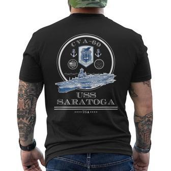 Uss Saratoga Cva-60 Naval Ship Military Aircraft Carrier Men's T-shirt Back Print - Seseable