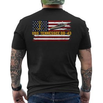 Uss Tennessee Bb-43 Ww2 Battleship Warship Veteran Fathers Men's T-shirt Back Print - Seseable