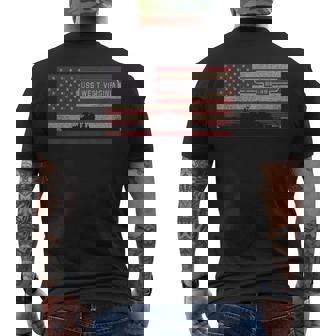 Uss West Virginia Bb-48 Ww2 Battleship Usa American Flag Men's T-shirt Back Print - Seseable