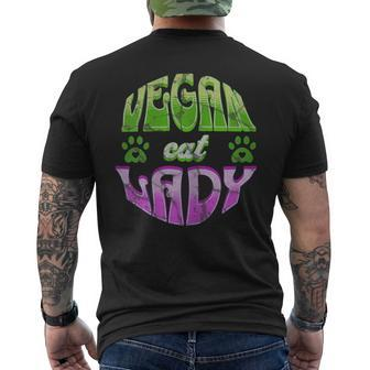 Vegan Cat Lady Mom Women Cute Cat Vegan For Cat Lover Men's Back Print T-shirt | Mazezy