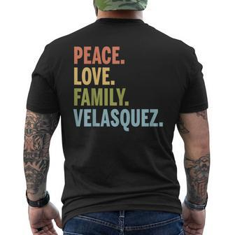 Velasquez Last Name Peace Love Family Matching Mens Back Print T-shirt - Seseable