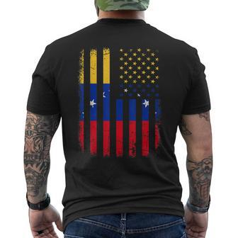 Venezuelan American Flag Venezuelan Roots Venezuela America Men's Back Print T-shirt | Mazezy