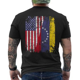 Venezuelan Roots Half American Flag Venezuela Men's T-shirt Back Print - Seseable